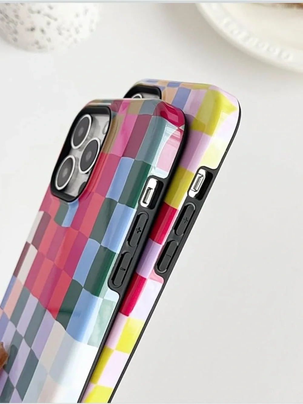 branple iPhone 14 Pro Case Colorful Checkered Plaid Slim Shockproof Cover NEW